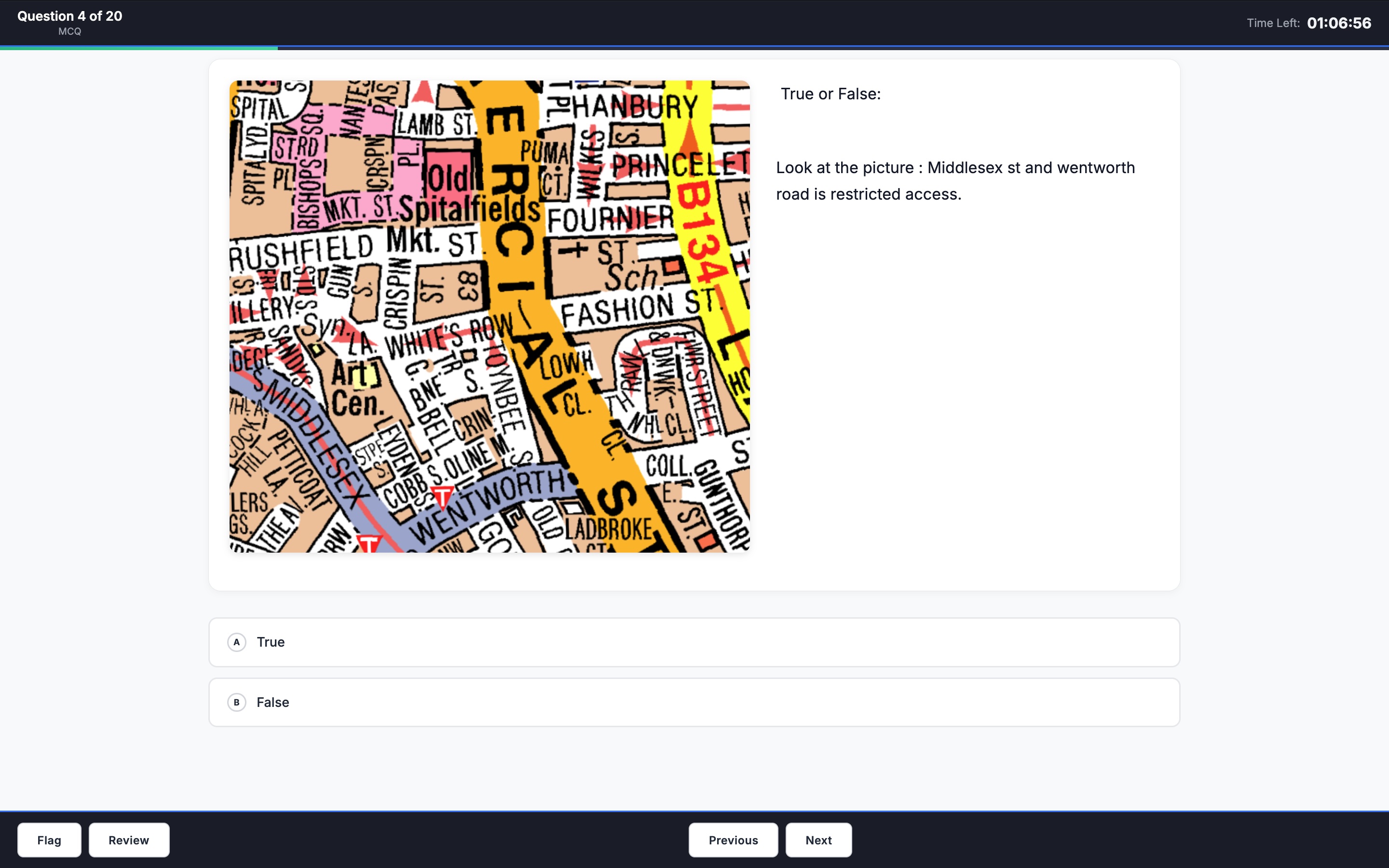 True or False map picture question interface